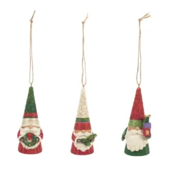 JIM SHORE HEARTWOOD CREEK CHRISTMAS GNOMES – GNOME HANGING ORNAMENT SET OF 3