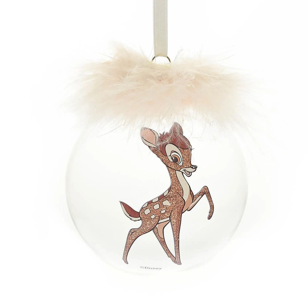 DISNEY CHRISTMAS: FEATHER GLASS BAUBLE BAMBI 1 DISNEY CHRISTMAS: FEATHER GLASS BAUBLE BAMBI