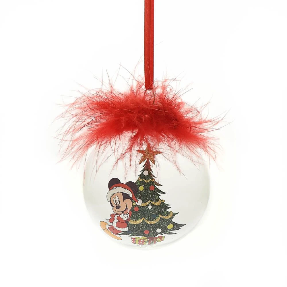 DISNEY CHRISTMAS: FEATHER GLASS BAUBLE MICKEY 1 DISNEY CHRISTMAS: FEATHER GLASS BAUBLE MICKEY