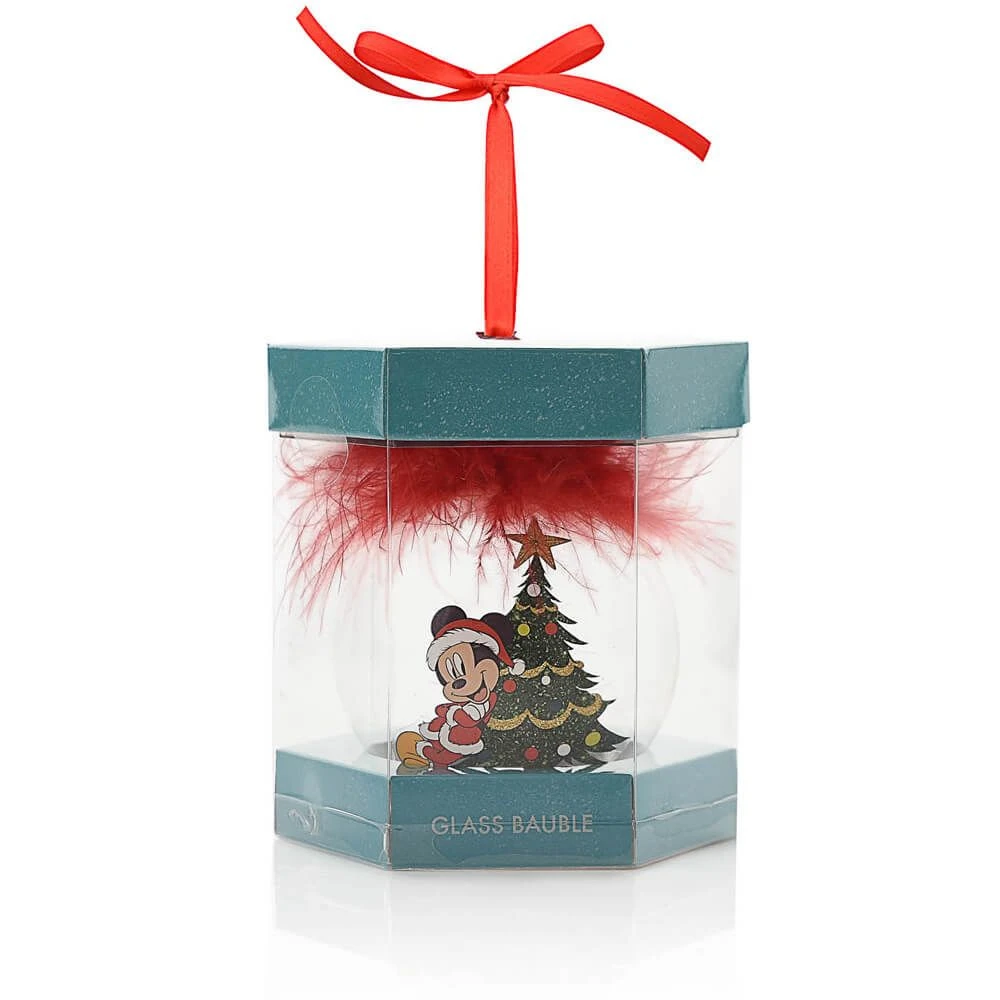 DISNEY CHRISTMAS: FEATHER GLASS BAUBLE MICKEY 2 DISNEY CHRISTMAS: FEATHER GLASS BAUBLE MICKEY - Image 2