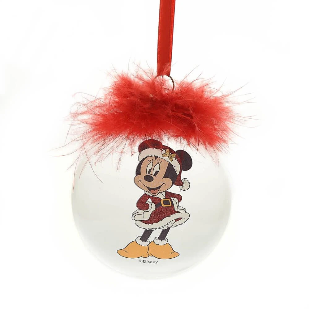 DISNEY CHRISTMAS: FEATHER GLASS BAUBLE MINNIE 1 DISNEY CHRISTMAS: FEATHER GLASS BAUBLE MINNIE